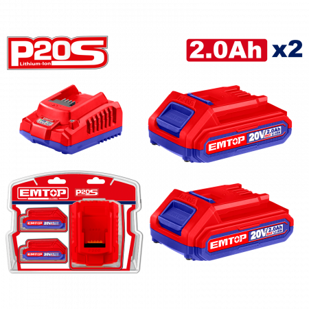 Fierăstrău tip sabie 20V, 2800 rpm, cu 2 x Baterii Litiu-Ion 2.0Ah și Incarcător, ELRS201152, EMTOP [4]