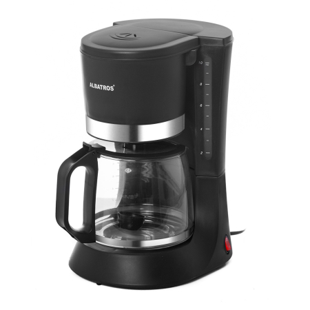 Espressoare, cafetiere si rasnite - Filtru de cafea  Albatros Delice, 8–10 cești, 680 W, 1.2 L, cană sticlă, negru/inox