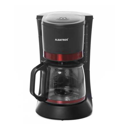 Espressoare, cafetiere si rasnite - Filtru de cafea Albatros Delicia, 8–10 cești, 680 W, 1.2 L, cană sticlă, negru/roșu