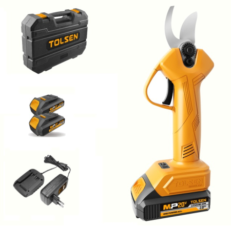 Foarfeci - Foarfeca electrica pentru gradina cu 2 baterii li-ion 2 ah,  20v, 30mm, tolsen, industrial
