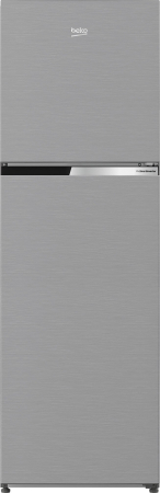 Aparate frigorifice - Frigider cu 2 usi Beko, No Frost, 250 L, 165 H, Clasa energetica E, Consum anual energie (kWh): 216 kWh, Metal Look