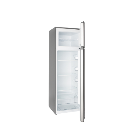 Frigider cu 2 usi Daewoo Static, congelatorul sus, volum net 235L (194l + 41l), clasa E, control mecanic, usi reversibile, raft pentru sticle, Inox [3]