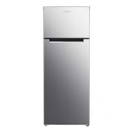 Frigidere - Frigider cu 2 usi Samus SX284E, 206 litri, clasa E, inaltime 143 cm, termostat reglabil, lumina interioara tip LED, picioare reglabile, argintiu
