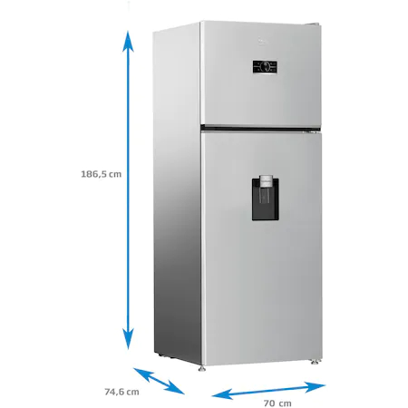 Frigider cu doua usi Beko B5RDNE504LDM, 477 L, HarvestFresh, AeroFlow, Everfresh+, No Frost, Slim tank water dispenser, Display, Clasa E H 186.5 cm, Glossy Grey [7]
