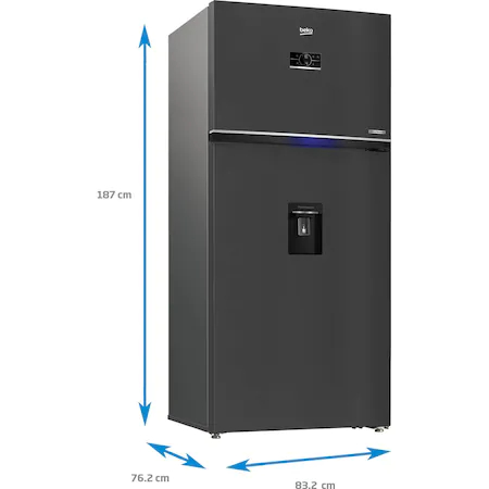 Frigider cu doua usi Beko RDNE650E40DZXBRN, 630 l,Neo Frost Dual Cooling, Everfresh+, HarvestFresh, AeroFlow, Compresor ProSmart Inverter, Dozator apa, Clasa E, H 187 cm, Dark Inox [4]