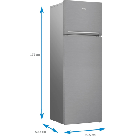 Frigider cu doua usi Beko RDSA310M30XBN, 306 l, Clasa F, Cooling Fan, Consum anual energie (kWh): 260 kWh,  Safety Glass, H 175 cm, Metal Look [3]