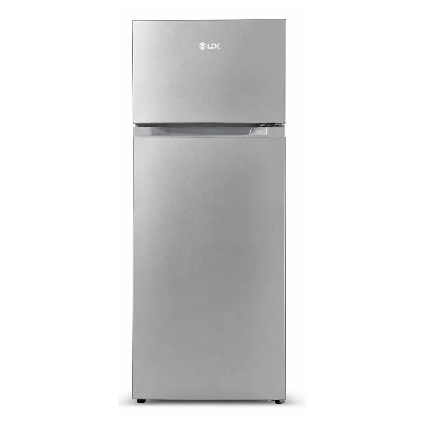 Aparate frigorifice - Frigider cu doua usi LDK LF-220S SP, Clasa E, Capacitate 211 l, Less Frost, Termostat ajustabil, Iluminare LED, H 144 cm, Argintiu