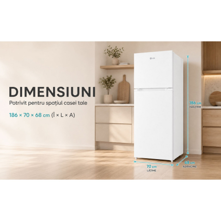 Frigider cu doua usi LDK LF-465NFDW, Capacitate 465 l, No Frost, Multi AirFlow, Crisper Box, Termostat ajustabil, H 186 cm, Clasa E, Alb [10]