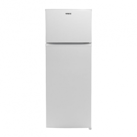Frigidere - Frigider cu doua usi VIVAX DD-207E W, 204L, Clasa E, Termostat reglabil, Iluminare LED, Usi reversibile, Suprafata painted metal, 3 Rafturi de Sticla securizata, H 143 cm, Alb
