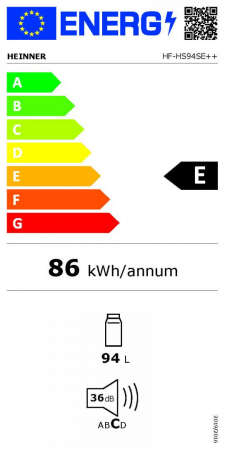 Frigider cu o usa Heinner HF-HS94SE++, 94 l, Clasa E, Iluminare LED,  H 84 cm, Argintiu [2]