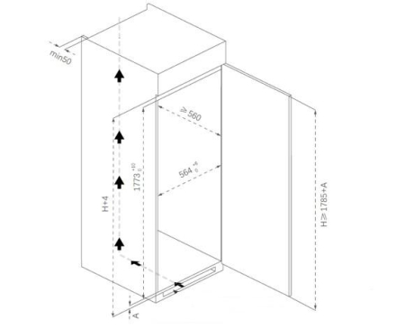 Frigider Incorporabil Heinner HF-BIM304NFINVE++, No Frost, Compresor Inverter, 304 L, Clasa E, Control Electronic, Super Racire [6]