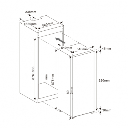 Frigider incorporabil Samus SFBI174E, alb, termostat reglabil, lumina interioara tip LED, picioare reglabile [4]