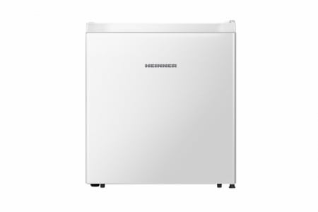 Aparate frigorifice - Frigider minibar Heinner HMB-N45F+, 45 l, Clasa F, Control mecanic cu termostat ajustabil, 1 raft din sticla, Usa reversibila, H 50 cm, Alb