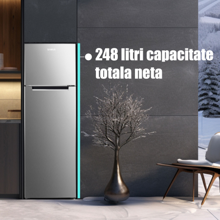 Frigider Samus SX346E, 248 L, Motor Inverter, Clasa E, LED, 4 Rafturi, Uși Reversibile, Inox [2]