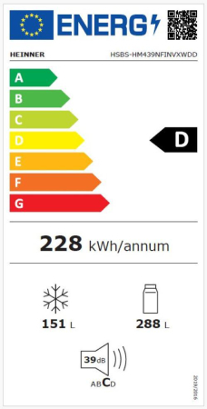 Frigider side by side Heinner, Dozator de apa, Volum 439 L, Inverter, Touch, INOX [5]
