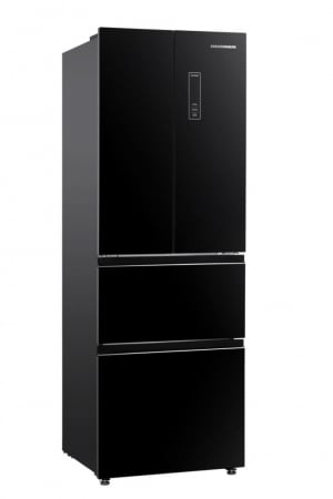 Side-By-Side - Frigider Side by side Heinner HCFD-H320GBKE++, 320 l, Total No Frost, Super Congelare, Display touch, Clasa E, H 185.5 cm, Sticla neagra