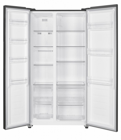 Frigider Side by Side Heinner HSBS-H442NFGWHE++, 442 l, Total NoFrost, Clasa E, Inaltime 177 cm, Sticla alba [1]