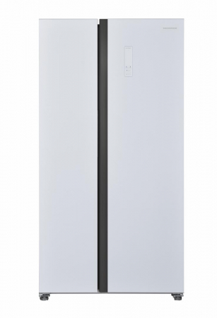 Side-By-Side - Frigider Side by Side Heinner HSBS-H442NFGWHE++, 442 l, Total NoFrost, Clasa E, Inaltime 177 cm, Sticla alba