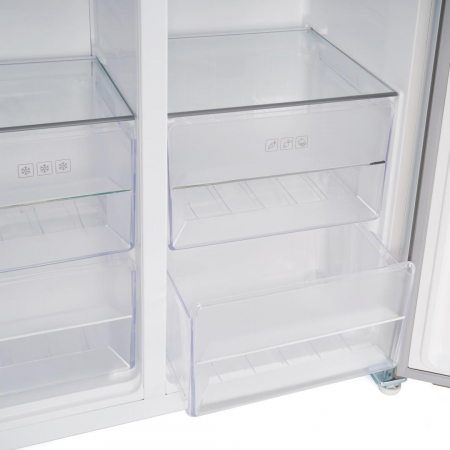 Frigider Side by Side Heinner HSBS-H442NFGWHE++, 442 l, Total NoFrost, Clasa E, Inaltime 177 cm, Sticla alba [5]