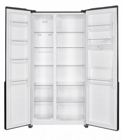 Frigider Side By Side Heinner HSBS-HM442NFGBKE++, 442 L, Clasa E, Full No Frost, Inverter, Display LED, 177 cm, Negru [1]