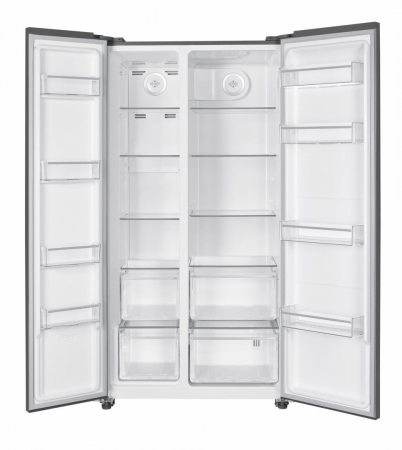 Frigider side by side Heinner HSBS-HM532NFGWHE++, 532 l, No frost, Clasa E, Smart, Alarma usa deschisa, H 177 cm, Sticla alba [1]