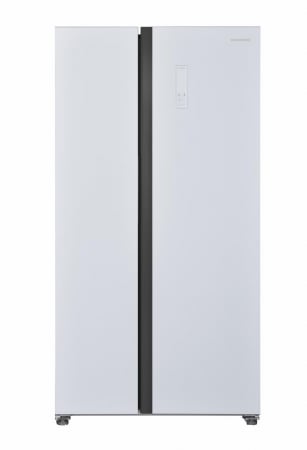 BUCATARIE - Frigider side by side Heinner HSBS-HM532NFGWHE++, 532 l, No frost, Clasa E, Smart, Alarma usa deschisa, H 177 cm, Sticla alba