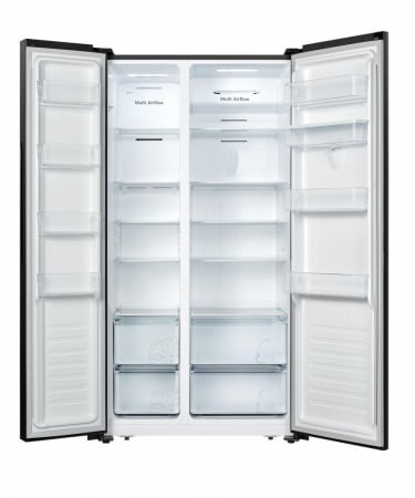 BUCATARIE - Frigider side by side Heinner HSBS-HS519NFBKWDE++, 519 l, Full No Frost, Clasa E, Dozator de apa, Alarma usa deschisa, H 1786 cm, Negru