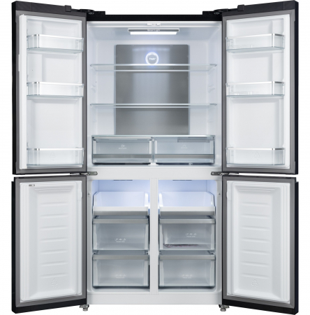 Frigider side-by-side Tesla RM5600FSNBE, 567 l, Total No Frost, , Clasa E, Compresor Inverter, Metal cooling, LED touch screen, H 183 cm, Sticla Neagra [3]