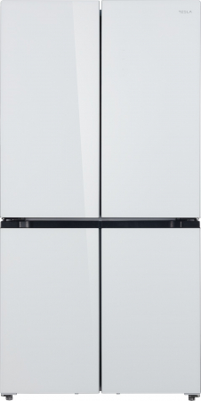 Side-By-Side - Frigider side-by-side Tesla RM5600FSNWE, 567 l, Total No Frost, Clasa E, Compresor Inverter, Metal cooling, LED touch screen, H 183 cm, Sticla Alba