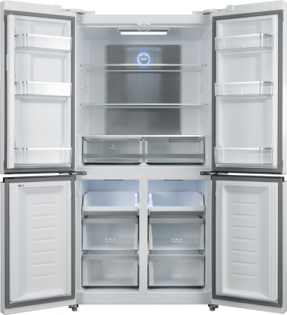 Frigider side-by-side Tesla RM5600FSNWE, 567 l, Total No Frost, Clasa E, Compresor Inverter, Metal cooling, LED touch screen, H 183 cm, Sticla Alba [1]