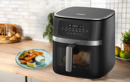Friteuză cu Aer Cald Heinner EffectHeat Fusion HAF-C7DH20BK, 2000 W, Capacitate 7 L, Încălzire Dublă Sus-Jos, 12 Programe Presetate, Control Digital, Temperatură 80-200°C, Timer 60 Minute, Oprire Auto [5]