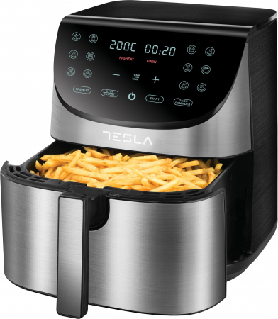 Friteuza aer cald Tesla AF701BX , 7 L, 1700W, Panou digital, 12 programe, Inox [1]