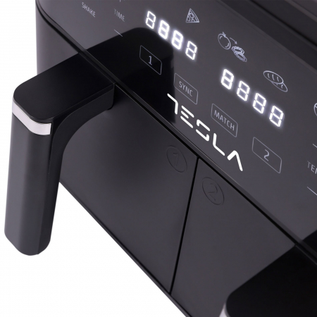 Friteuza aer cald Tesla AF900BSD, 9 L, Cos dublu, 2400W, Panou digital, 8 programe, Smart sync, Negru [7]