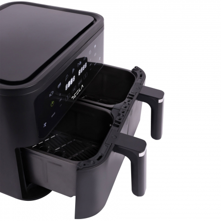 Friteuza aer cald Tesla AF900BSD, 9 L, Cos dublu, 2400W, Panou digital, 8 programe, Smart sync, Negru [4]