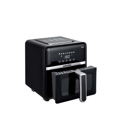 Friteuza cu aer cald nobeLTek, putere maxima 1400 W, display LCD, capacitate 5 litri, timer, 8 programe predefinite, temperatura reglabila 80-200 grade Celsius, cos cu maner, culoare negru [2]