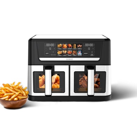 Friteuza cu aer cald Samus AF12TWIN-S2800DW, 2800 W, 12 l, Doua cosuri 6 litri, Timer, 10 programe [2]
