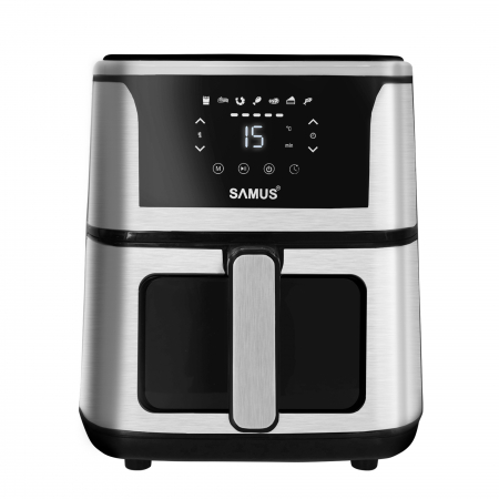 Friteuza cu aer cald Samus AF5-S1400DW, 5 litri, 7 programe, timer, tehnologie Fry Force 360 grade, control touch,  Inox/Negru [3]