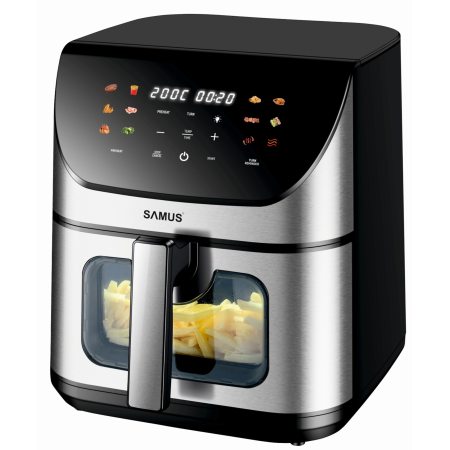 Produse HORECA - Friteuza cu aer cald Samus AF8-S1700DW, 1700 W, 8 litri, Afisaj electronic color, Control digital tactil, Timer 0-60 min, 12 programe