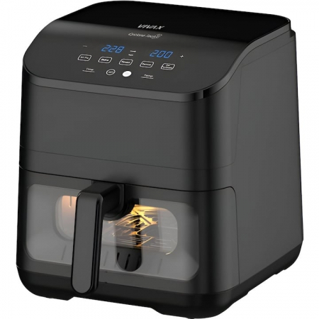 Friteuze - Friteuza cu aer cald Vivax DFA-617DB, 1500W, 6L, temperatura reglabila pana la 200°C, cronometru, tava antiaderenta, protectie la supraincalzire, negru