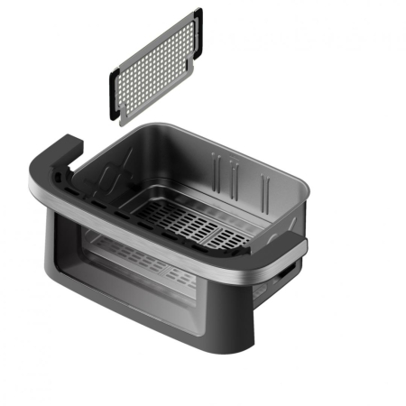 Friteuză dublă cu aer cald Heinner AirBake Revolution HAF-C10DB22GREY, 10L, 2200W, Dubla compartimentare, 12 Programe, Fereastră și Lumină Interioară, Gri [9]