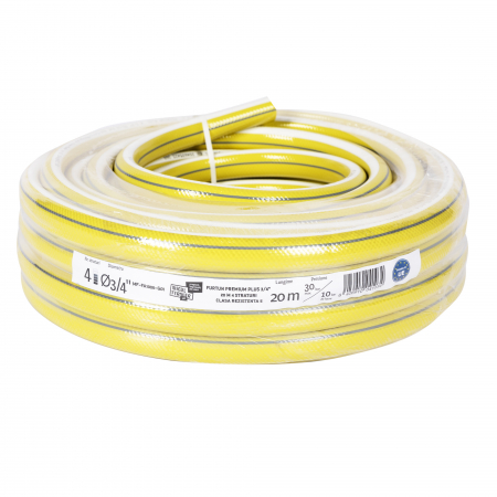 Furtune cauciucate - Furtun cu insertie 3/4'' pentru apa, presiune 30 bari, 4 straturi, lungime 20 M, Micul Fermier