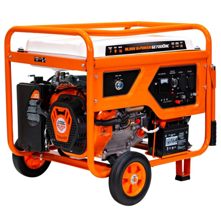 BRICOLAJ - Generator curent Model R-Power GE 7000RC, 6500W, pornire electrică + telecomandă, benzină, 230V + 12V, motor 4 timpi, cupru, roți transport, 2 prize, ideal uz casnic și șantier
