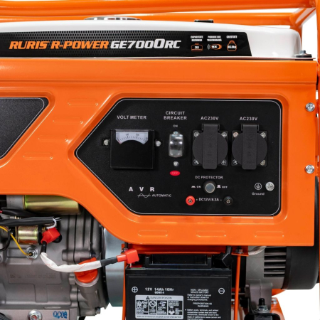 Generator curent Model R-Power GE 7000RC, 6500W, pornire electrică + telecomandă, benzină, 230V + 12V, motor 4 timpi, cupru, roți transport, 2 prize, ideal uz casnic și șantier [6]