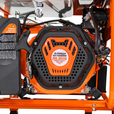 Generator curent Model R-Power GE 7000RC, 6500W, pornire electrică + telecomandă, benzină, 230V + 12V, motor 4 timpi, cupru, roți transport, 2 prize, ideal uz casnic și șantier [7]