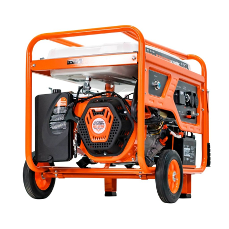 Generator curent Model R-Power GE 7000RC, 6500W, pornire electrică + telecomandă, benzină, 230V + 12V, motor 4 timpi, cupru, roți transport, 2 prize, ideal uz casnic și șantier [1]