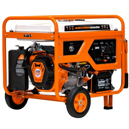BRICOLAJ - Generator curent ModelR-Power GE 8000RC, 7500W, pornire electrică cu telecomandă, benzină, 230V + 12V, motor 4 timpi 445cc, cupru, roți transport, cadru industrial, pentru uz casnic și profesional