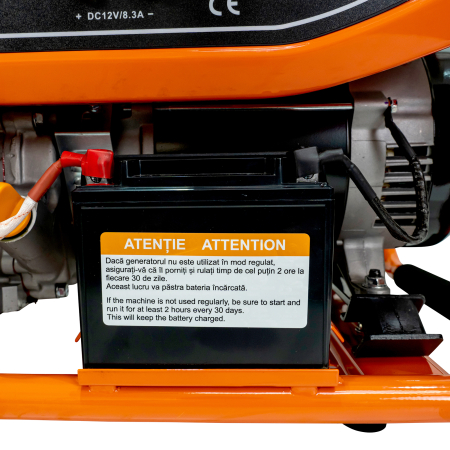 Generator curent trifazat ModelR-Power GE 8000, 7500W, 230/400V, pornire electrică, benzină, motor 4 timpi 459cc, cupru, cadru industrial, 2 prize [6]