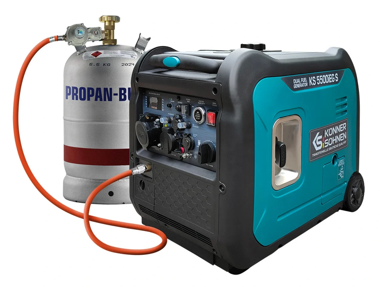 Generatoare - Generator de curent 5.5 kW inverter - HIBRID (GPL + benzina) - insonorizat - Konner & Sohnen - KS-5500iEG-S