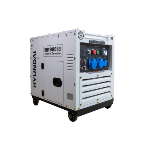 Generatoare - Generator de curent inverter monofazat cu motor diesel Hyundai DHY-9000SEi, putere 6.5 KW, motor 12 CP
