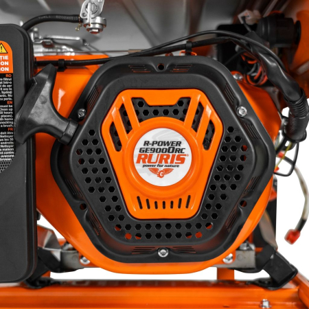Generator curent trifazat Model R-Power GE 9000RC ATS, 7500W, AVR + ATS, pornire electrică cu telecomandă, 230/400V, benzină, motor 4 timpi, cupru, roți transport, cadru industrial [6]
